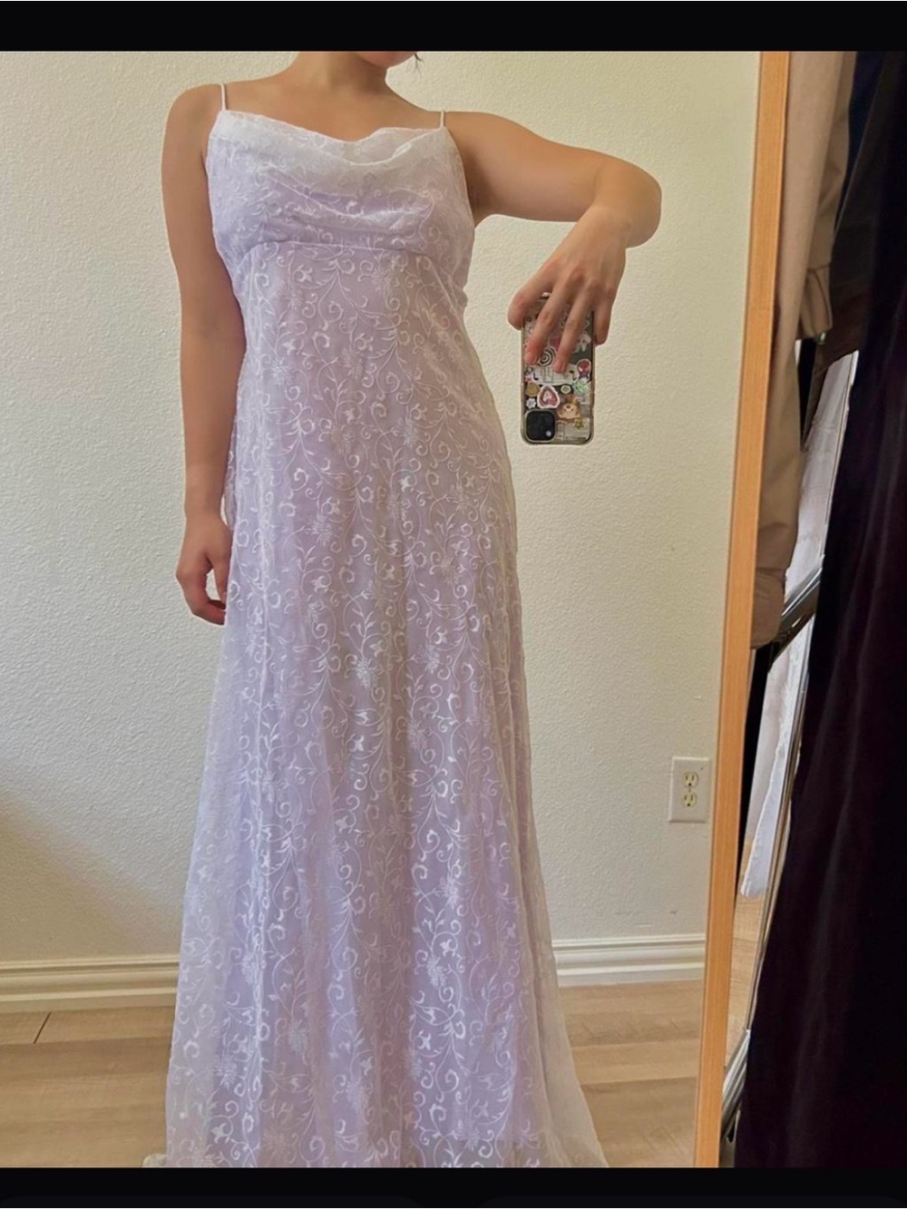 Vintage Lilac Lace Slip Dress with Delicate Spaghetti Straps